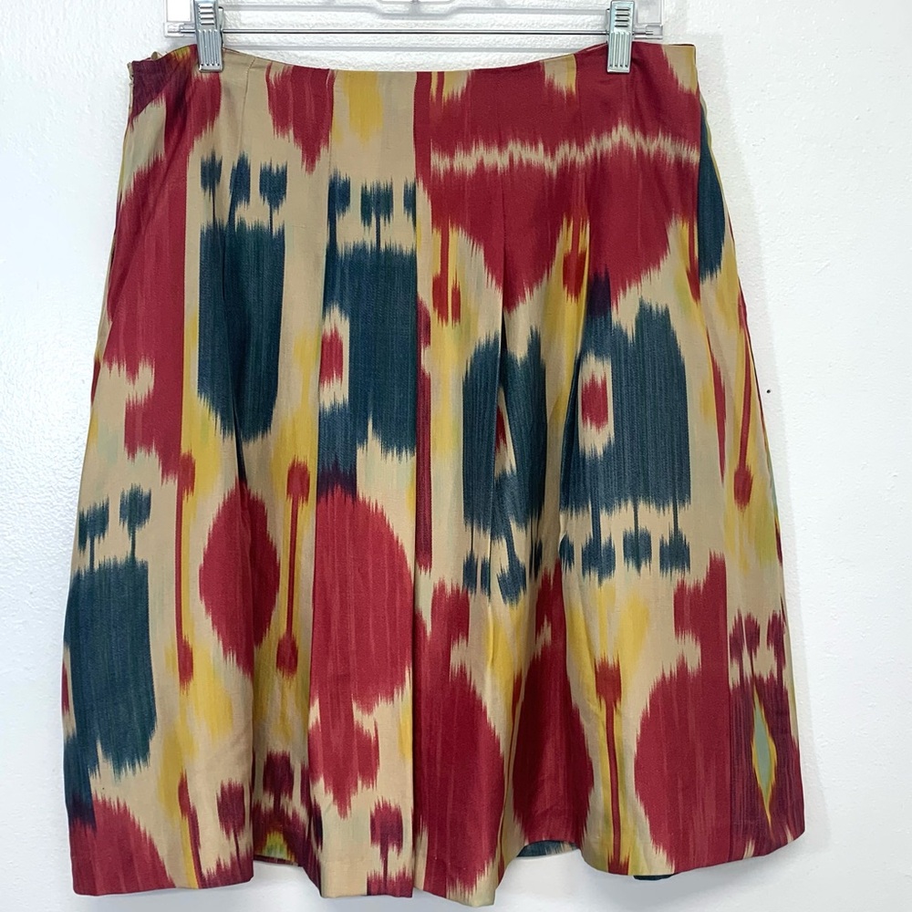 Lauren Ralph Lauren Multicolor Ikat A-Line Skirt — Red, Teal, Yellow, Tan